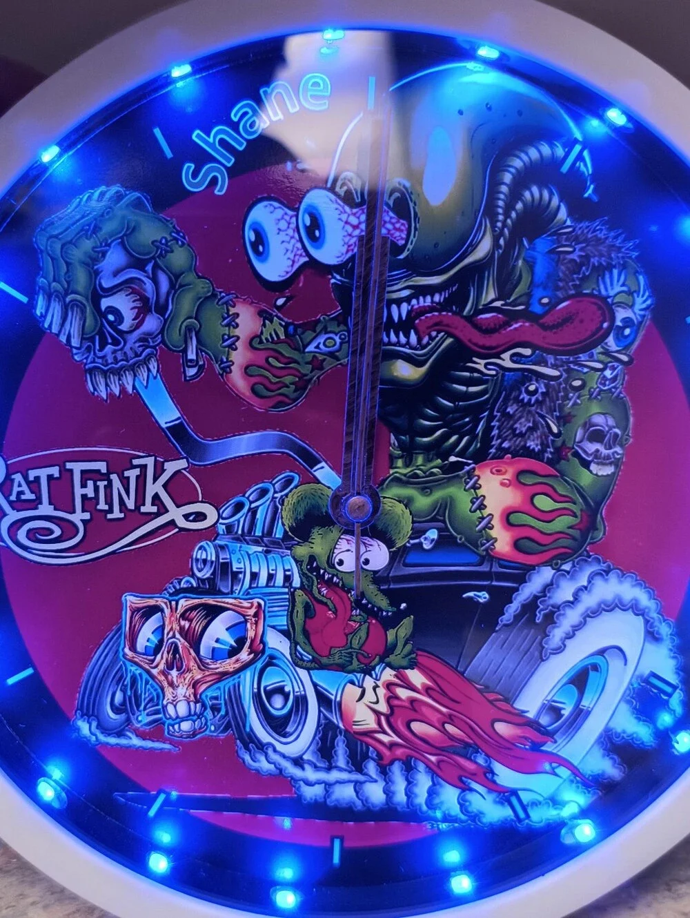 Monster Fink Kustom Kulture Art Neon Wall Clock in Personalized With Led Lights